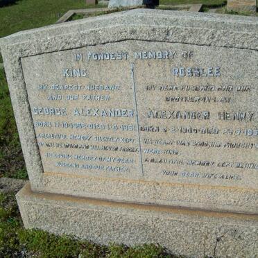 KING Alexander George 1882-1951 :: ROSSLEE Alexander Henry 1909-1951