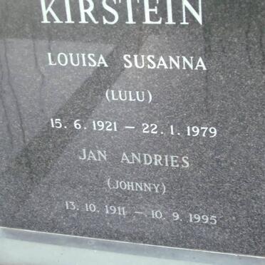 KIRSTEIN Jan Andries 1911-1995 &amp; Louisa Susanna 1921-1979