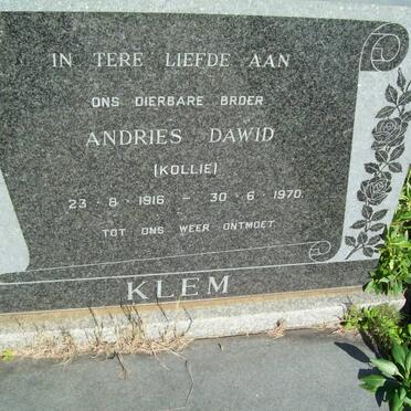 KLEM Andries Dawid 1916-1970