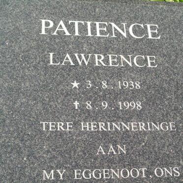 LAWRENCE Patience 1938-1998