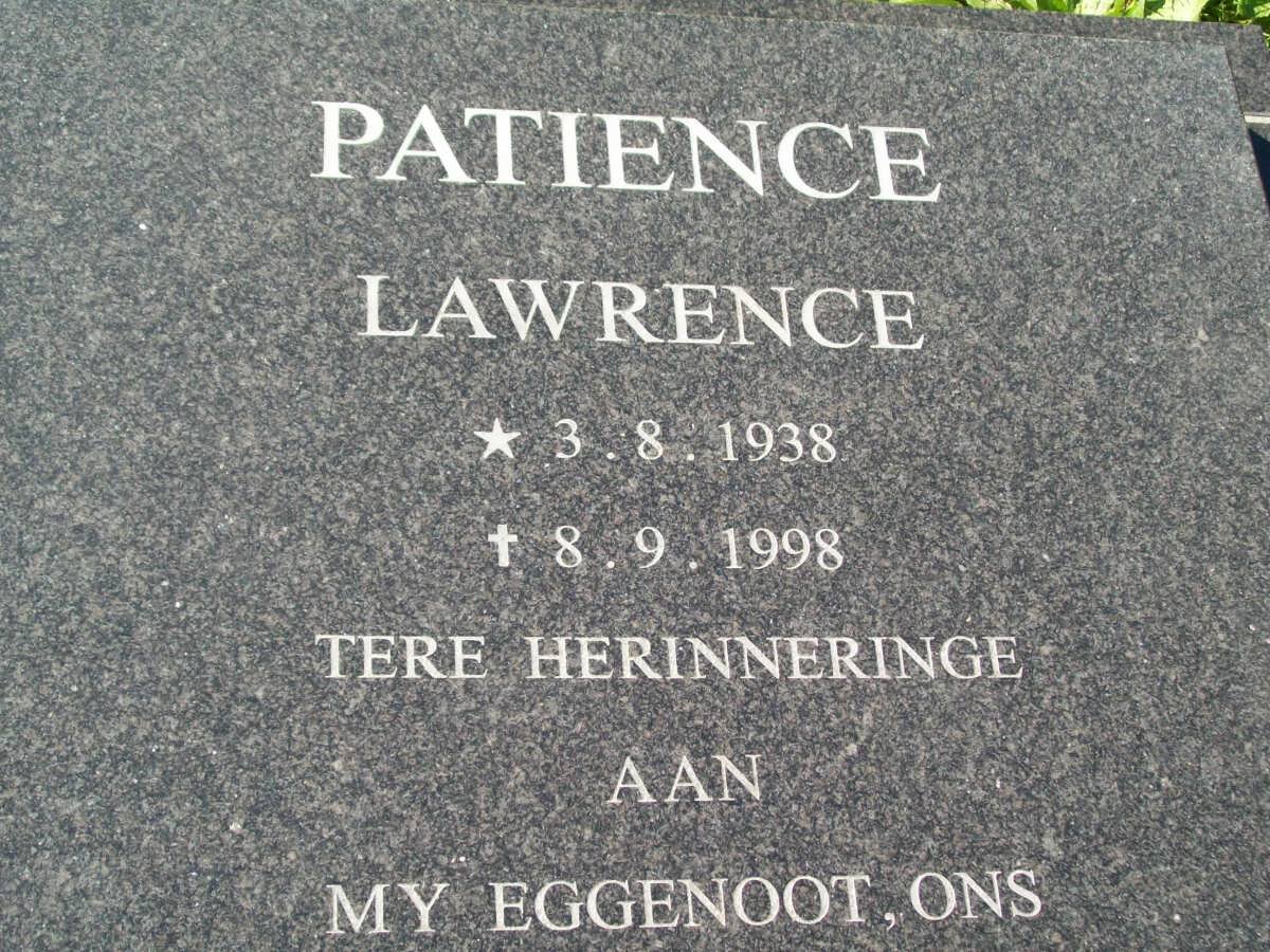 LAWRENCE Patience 1938-1998