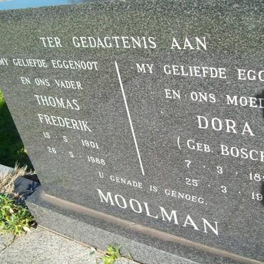 MOOLMAN Thomas Frederik 1901-1988 &amp; Dora BOSCH 1897-1973