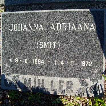 MULLER Johanna Adriaana nee SMIT 1894-1972