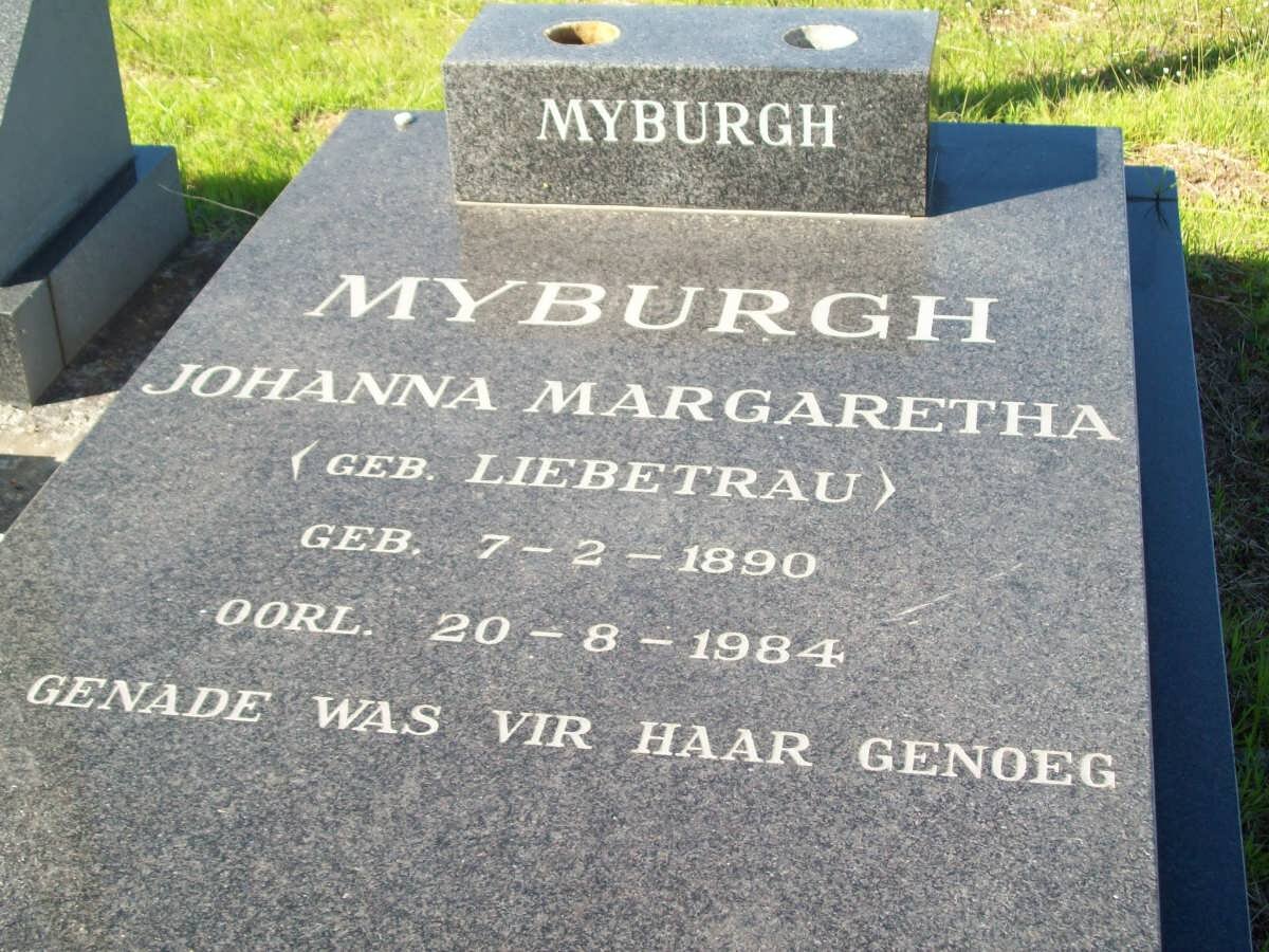 MYBURGH Johanna Margaretha nee LIEBETRAU 1890-1984