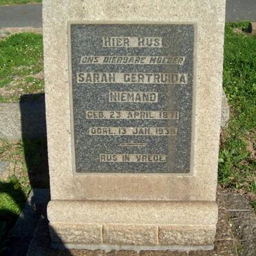 NIEMAND Sarah Gertruida 1871-1939