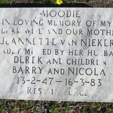 NIEKERK Jeannette, van 1947-1983