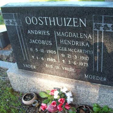 OOSTHUIZEN Andries Jacobus 1905-1985 &amp; Magdalena Hendrika McCARTHY 1910-1973