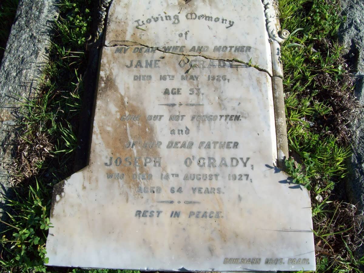 O'GRADY Joseph -1927 &amp; Jane -1926