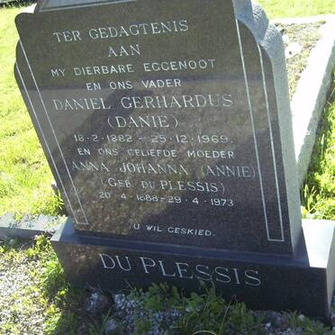 PLESSIS Daniel Gerhardus, du 1882-1969 &amp; Anna Johanna DU PLESSIS 1888-1973