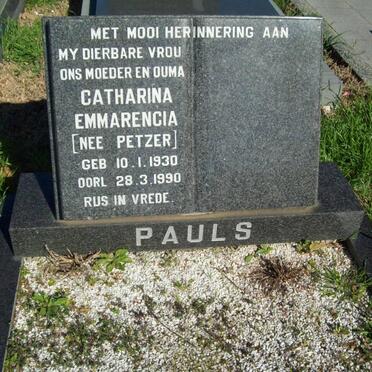 PAULS Catharina Emmarencia nee PETZER 1930-1990
