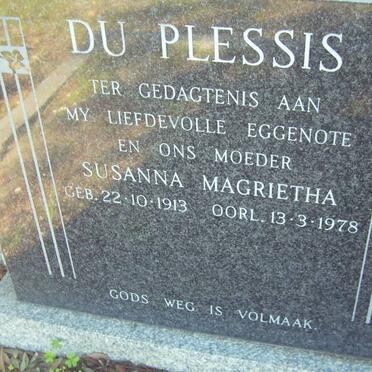 PLESSIS Susanna Magrietha, du 1913-1978