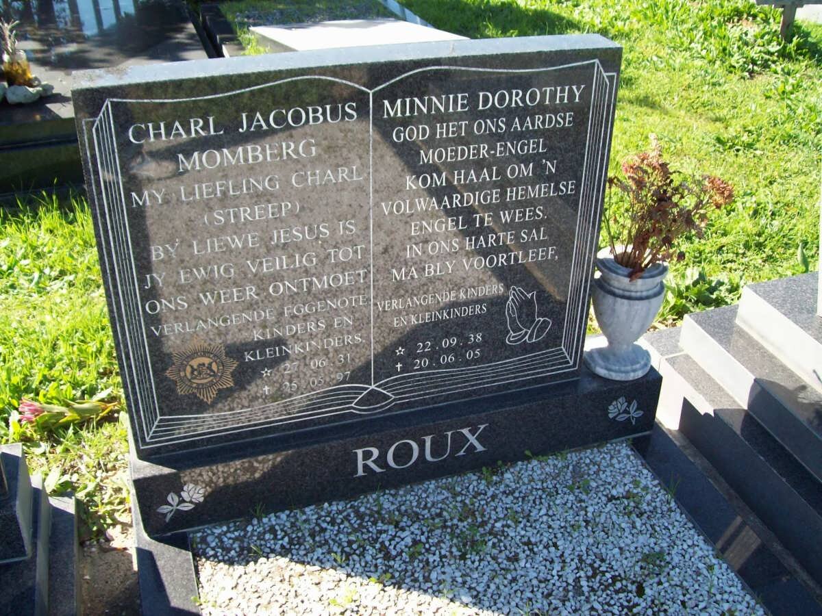 ROUX Charl Jacobus Momberg 1931-1997 &amp; Minnie Dorothea 1938-2005