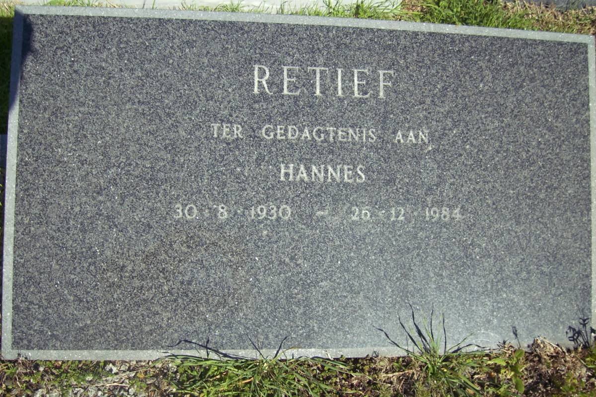 RETIEF Hannes 1930-1984