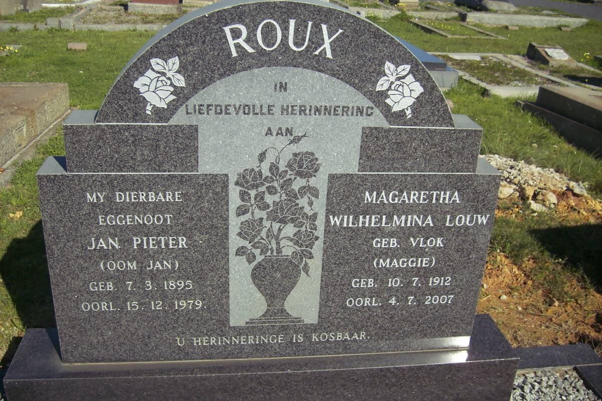 ROUX Jan Pieter 1895-1979 &amp; Wilhelmina Louw VLOK 1912-2007