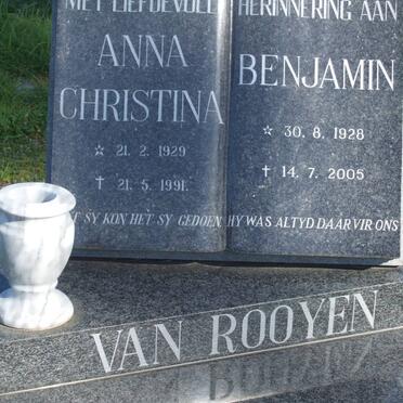 ROOYEN Benjamin, van 1928-2005 &amp; Anna Christina 1929-1991