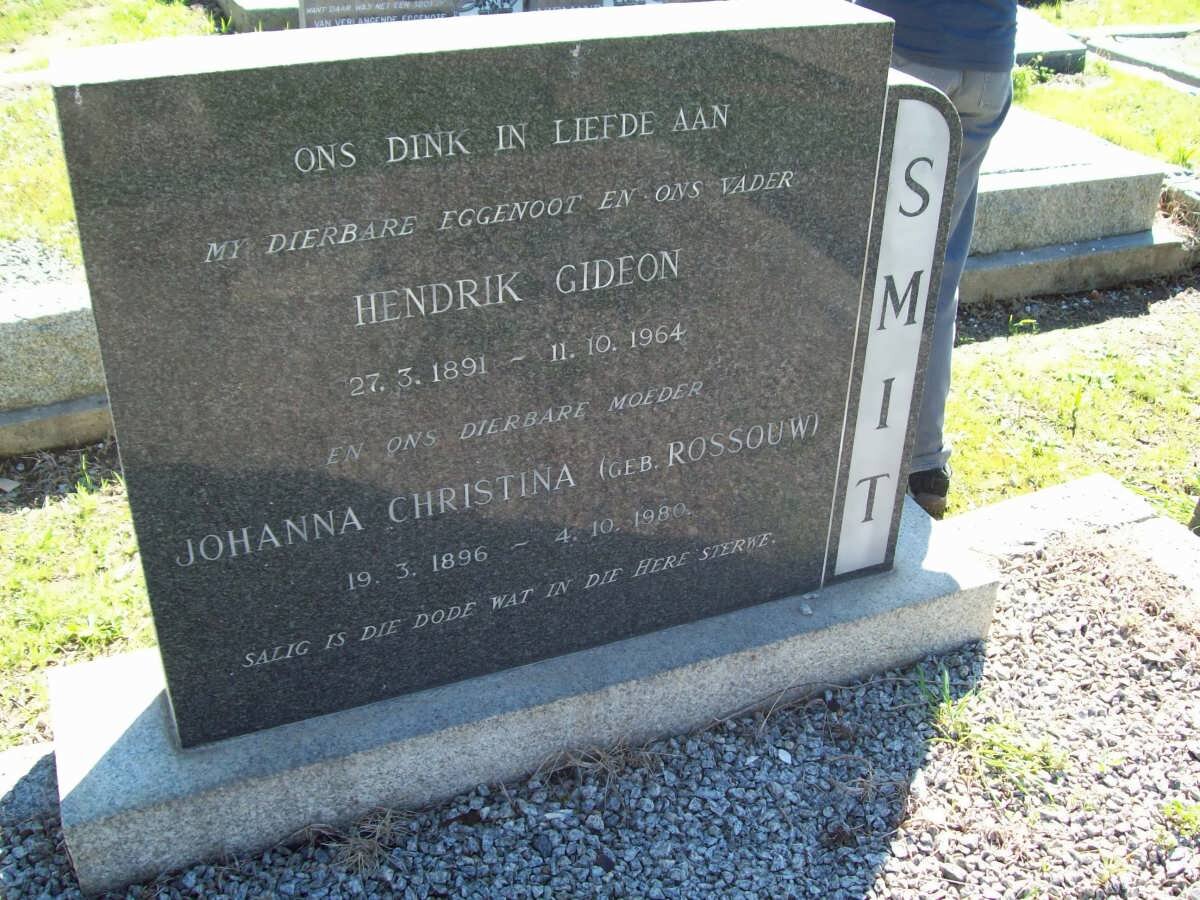 SMIT Hendrik Gideon 1891-1964 &amp; Johanna Christina ROSSOUW 1896-1980