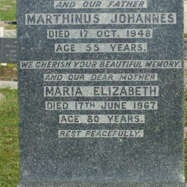 SPREETH Marthinus Johannes -1948 &amp; Maria Elizabeth -1967