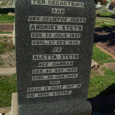 STEYN Andries 1847-1909 &amp; Aletta HAMMAN 1850-1940