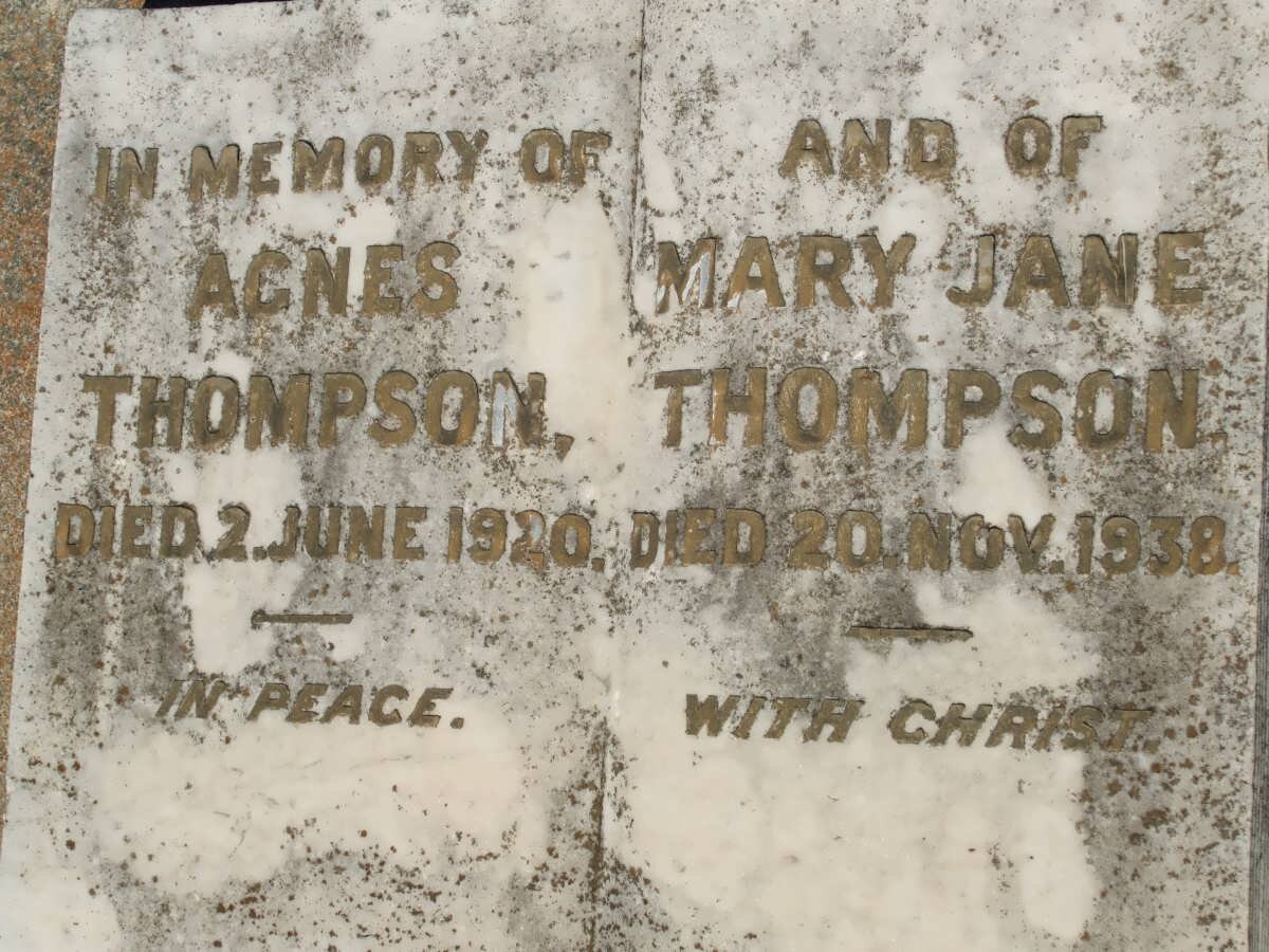 THOMPSON Agnes -1920 :: THOMPSON Mary Jane -1938