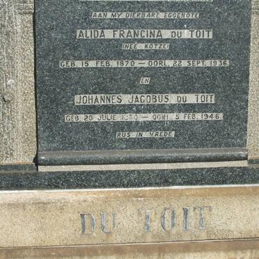 TOIT Johannes Jacobus, du 1870-1946 &amp; Alida Francina KOTZE 1870-1936