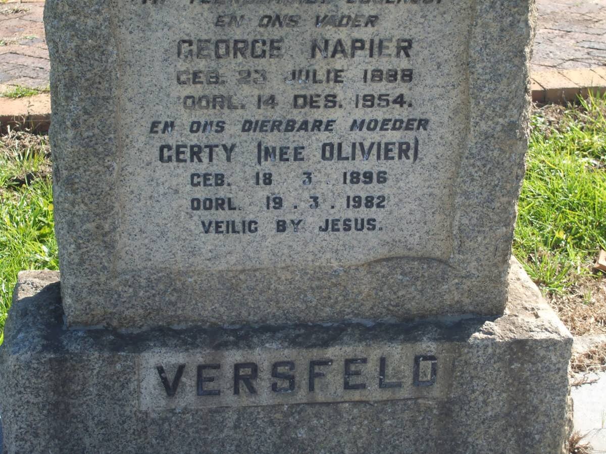 VERSFELD George Napier 1888-1954 &amp; Gerty OLIVIER 1896-1982
