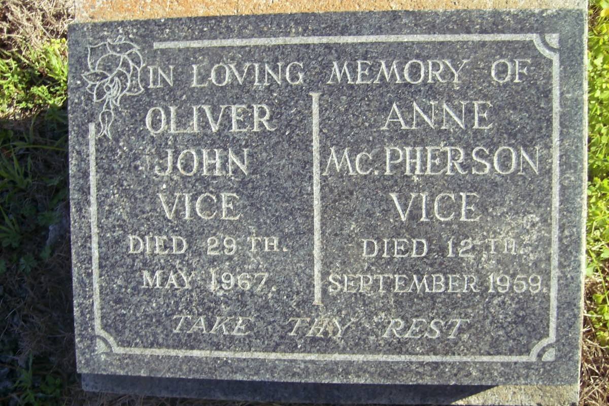 VICE Oliver John -1967 &amp; Anne McPHERSON -1959