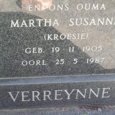 VERREYNNE Martha Susanna nee KROESIE 1905-1987