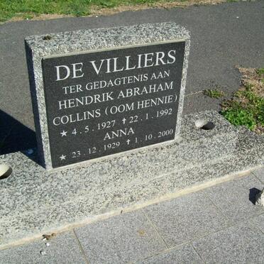 VILLIERS Hendrik Abraham Collins, de 1927-1992 &amp; Anna 1929-2000