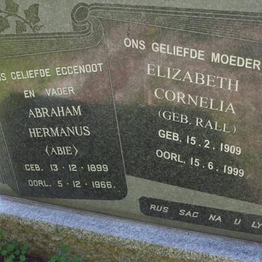 VRIES Abraham Hermanus, de 1899-1966 &amp; Elizabeth Cornelia RALL 1909-1999