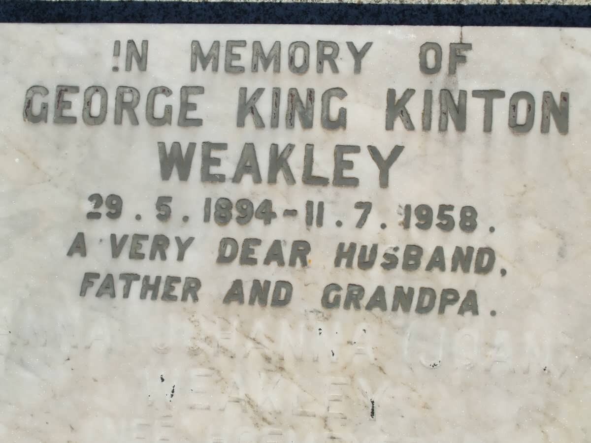 WEAKLEY George King Kinton 1894-1958 &amp; Anna Johanna