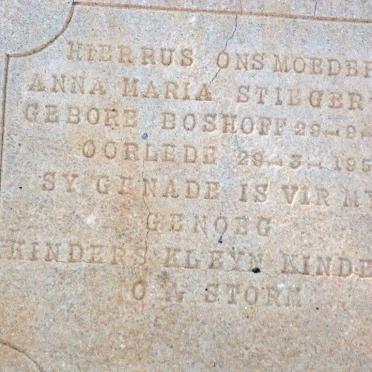 STIEGER Anna Maria nee BOSHOFF 1870-1951