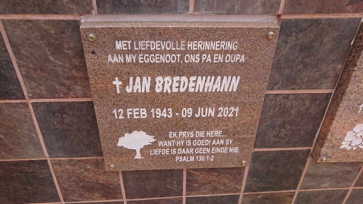 BREDENHANN Jan 1943-2021