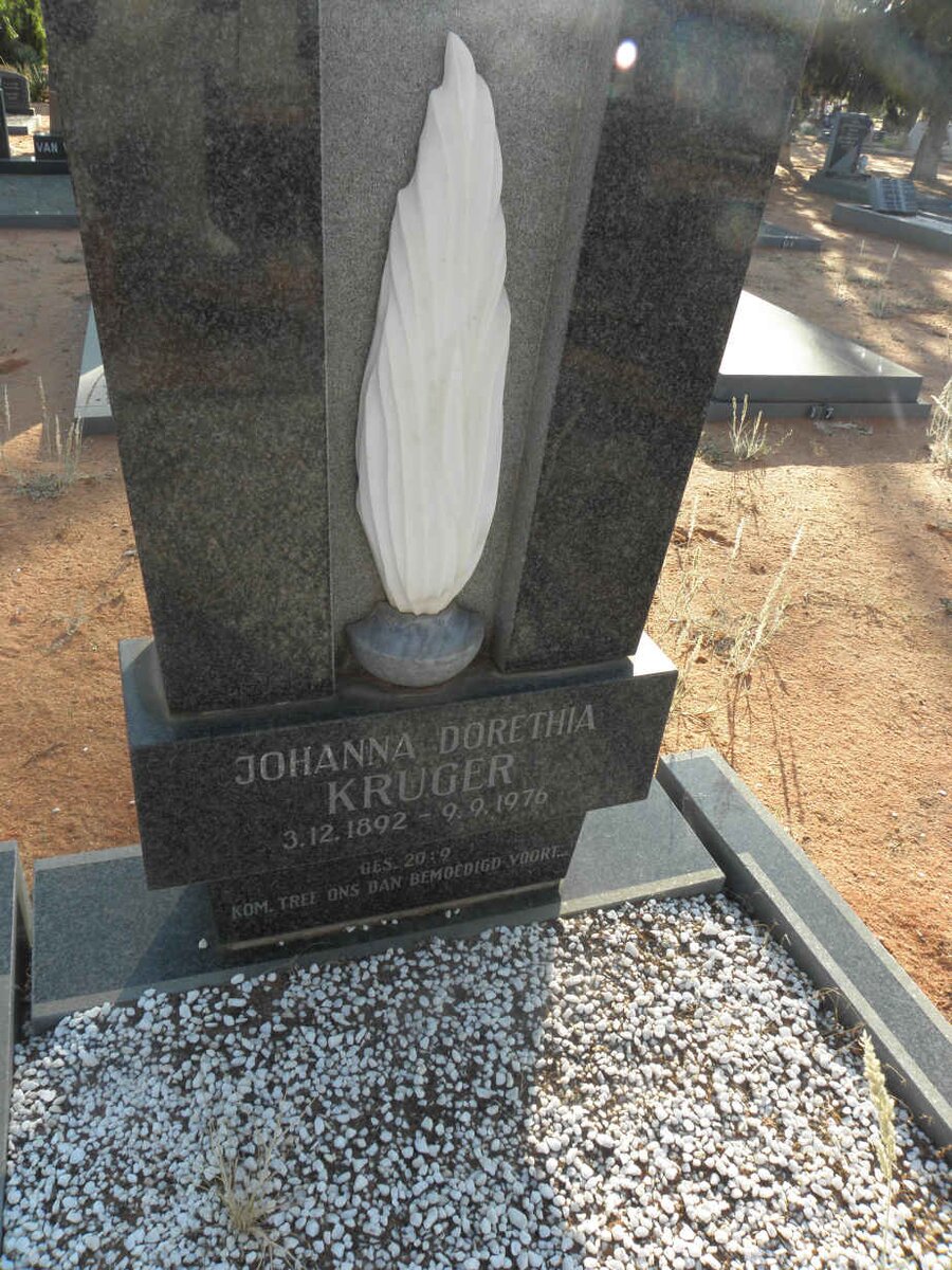 KRUGER Johanna Dorethia 1892-1976