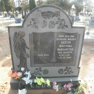 KRUGER Hester Woutrina Margaretha nee BURGER 1911-1980