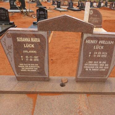 LUCK Henry William 1925-1999 & Susanna Maria VILJOEN 1927-2016