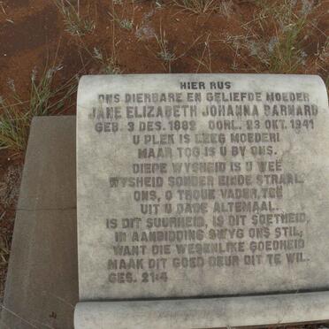 BARNARD Jane Elizabeth Johanna 1882-1941