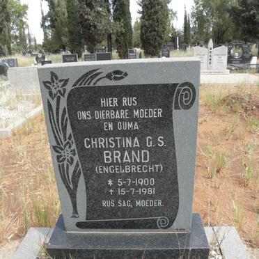 BRAND Christina G.S. nee ENGELBRECHT 1900-1981