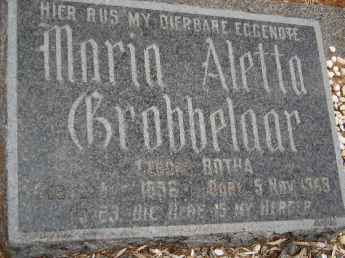 GROBBELAAR Maria Aletta nee BOTHA 1??6-19?8