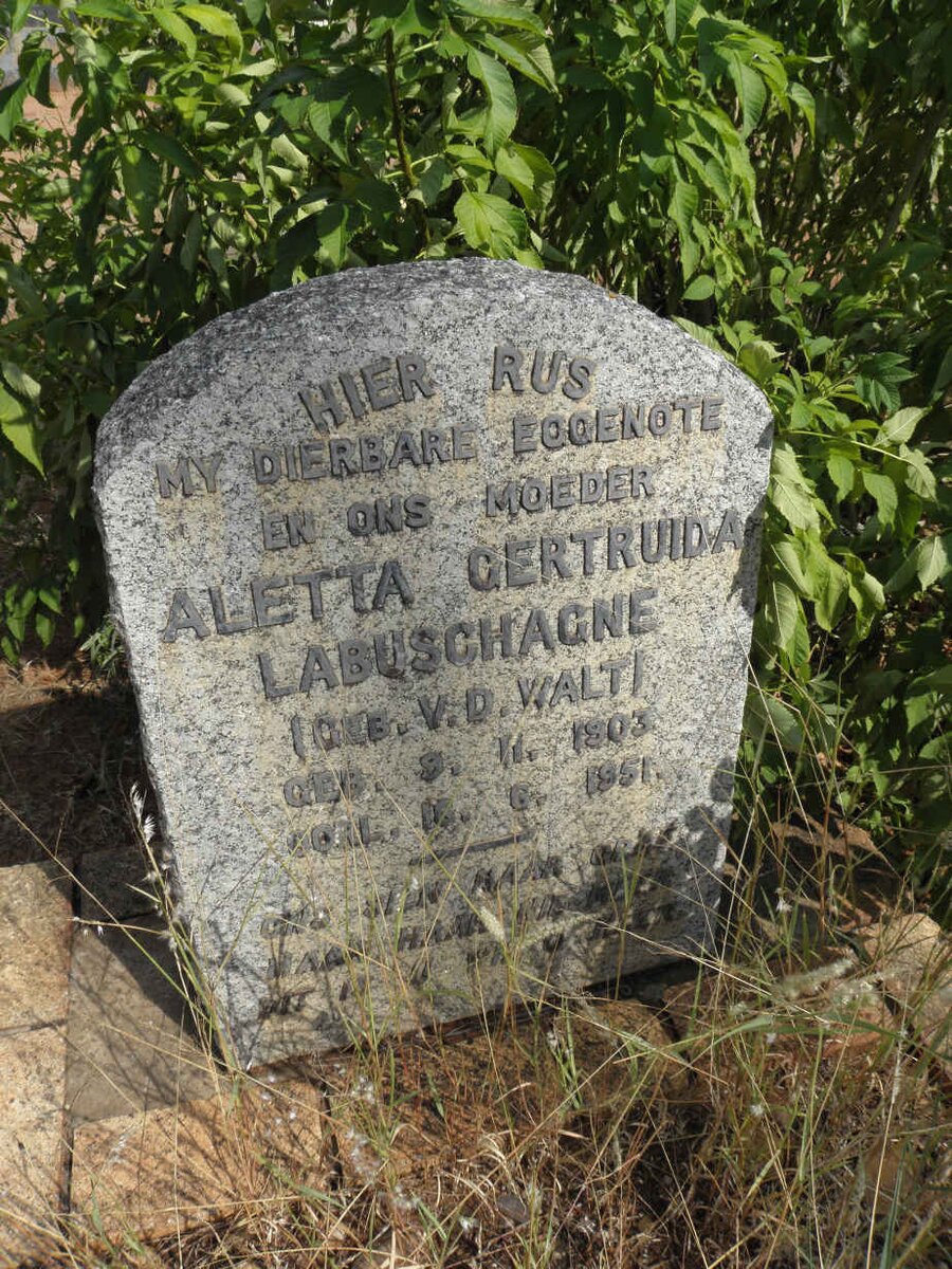 LABUSCHAGNE Aletta Gertruida nee V.D. WALT 1903-1951