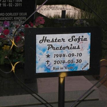 PRETORIUS Hester Sofia 1944-2014