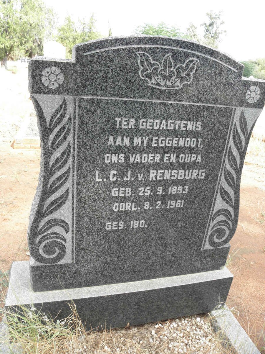 RENSBURG L.C.J., van 1893-1961
