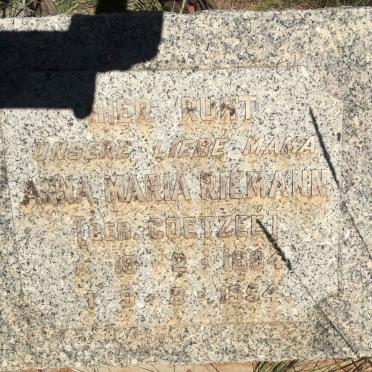 RIEMANN Anna Maria nee COETZEE 1894-1954