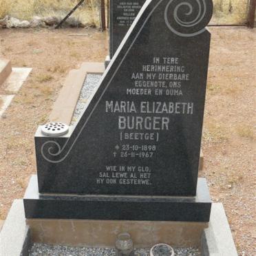 BURGER Maria Elizabeth nee BEETGE 1898-1967