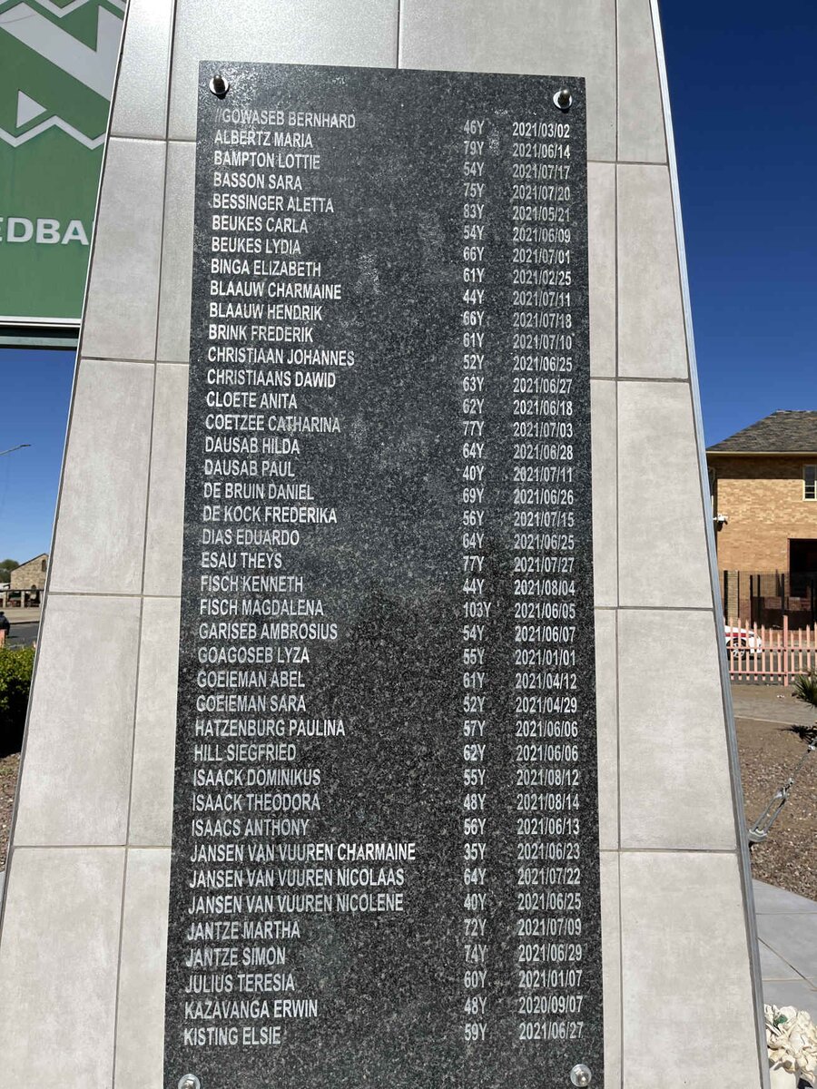 3. Keetmanshoop Covid Memorial 2022 : Surnames A - Ki