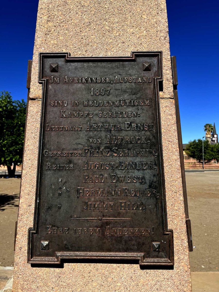 4. Memorial: To those who died heroically during the Afrikander Aufstand 1897.
