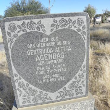 AGENBACH Gertruida Aletta nee BARNARD 1909-1963