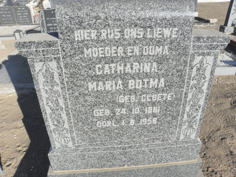 BOTMA Catharina Maria nee CLOETE 1881-1958
