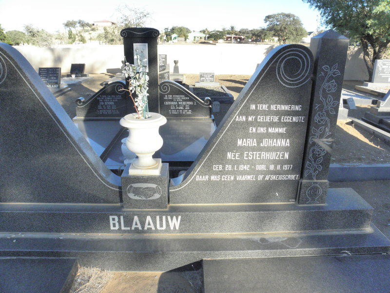 BLAAUW Maria Johanna nee ESTERHUIZEN 1942-1977