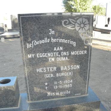 BASSON Hester nee BURGER 1904-1985