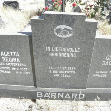 BARNARD Gideon Jacobus 1880-1968 &amp; Aletta Regina LIEBENBERG 1887-1983